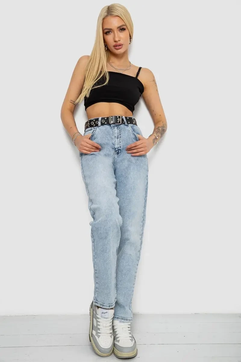 Джинси жіночі MOM стрейч, колір блакитний, 244R00599 2