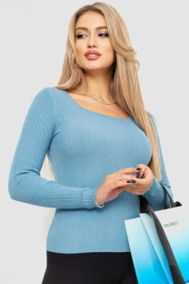 Водолазка жіноча в рубчик, колір джинс, 204R9024
