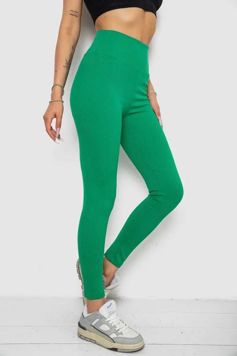 Лосини однотонні в рубчик, колір зелений, 238R606 3