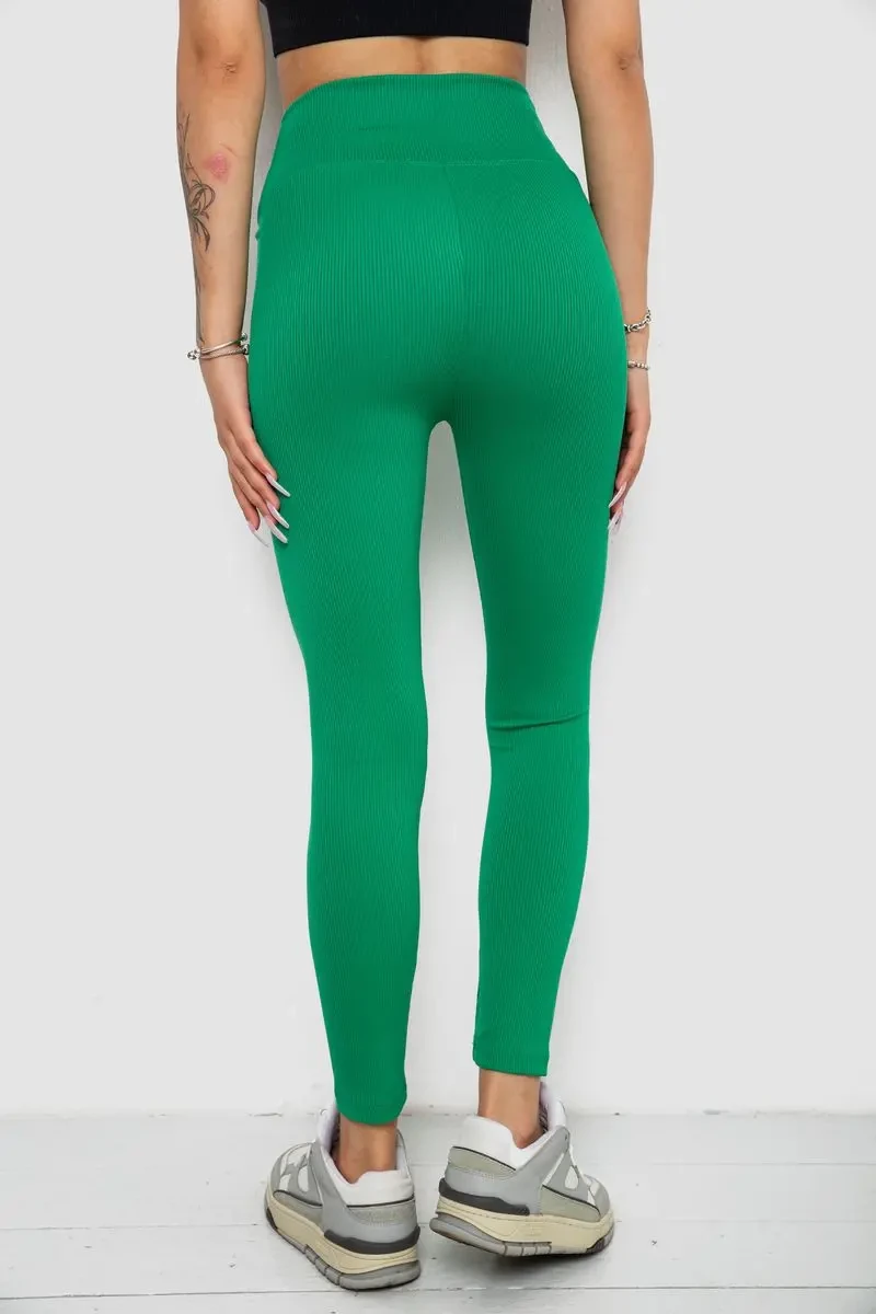 Лосини однотонні в рубчик, колір зелений, 238R606 4