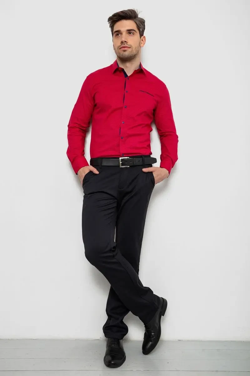 Сорочка чоловіча з принтом, колір червоний, 214R7094-1 3