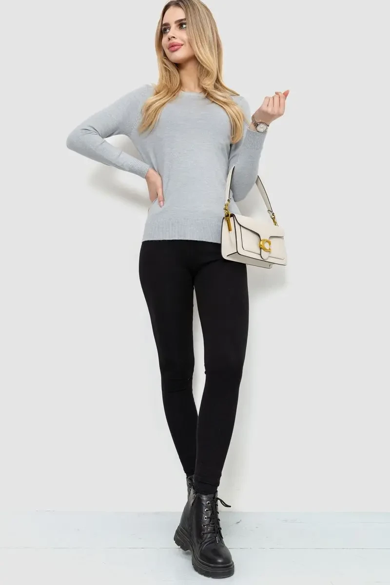 Кофта жіноча однотонна, колір сірий, 244R2033-1 2