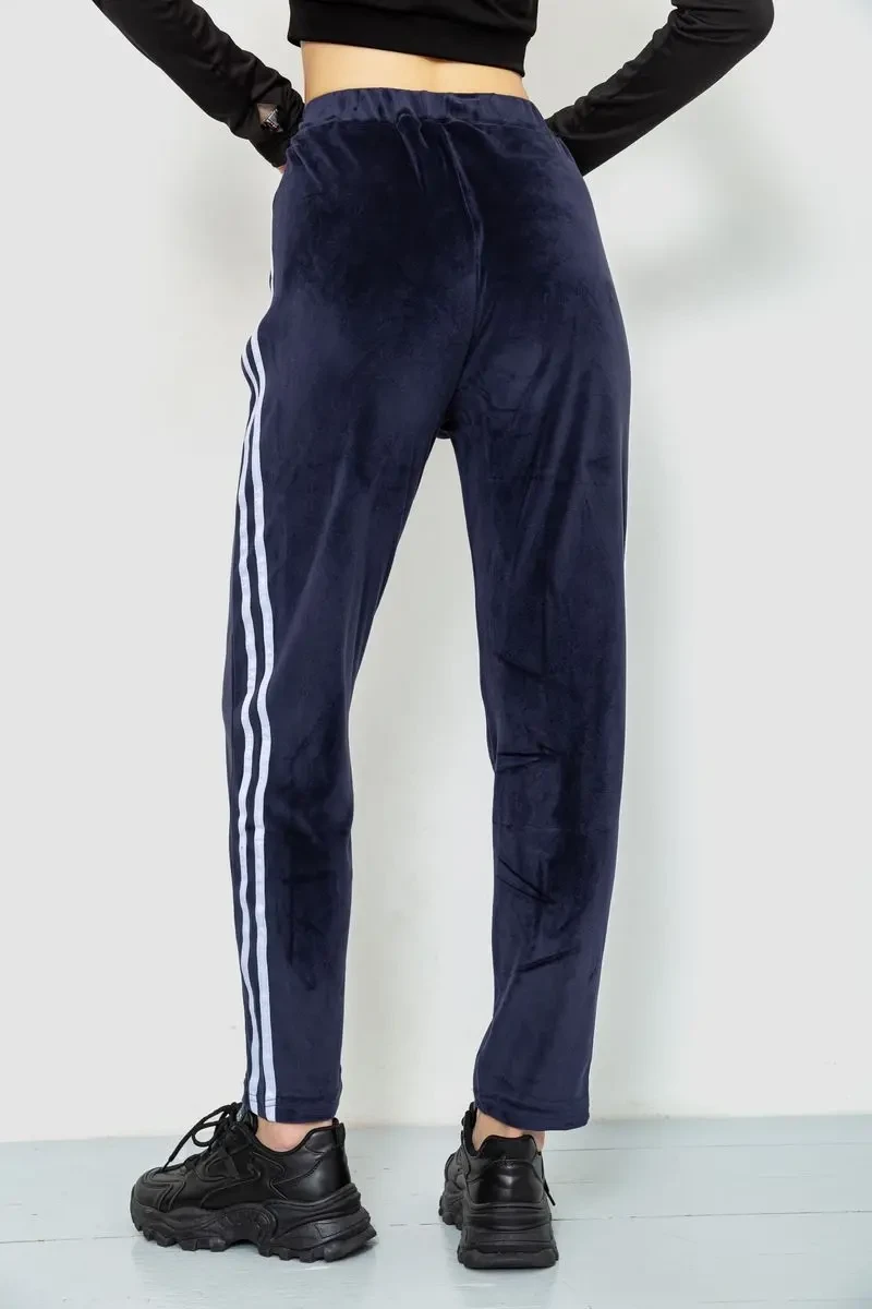 Спорт штани жіночі велюрові, колір темно-синій, 244R5576 4