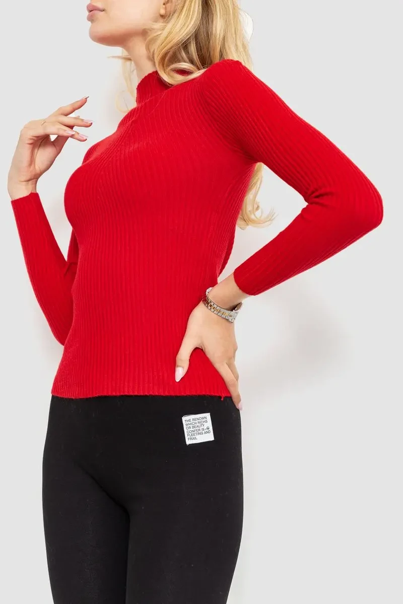 Гольф жіночий однотонний, колір червоний, 204R016 3