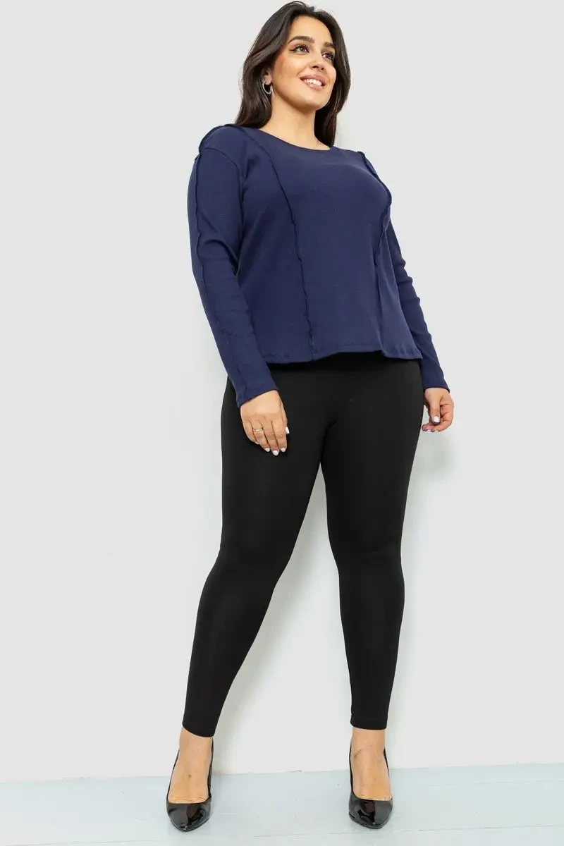 Жіночий лонгслів в рубчик, колір синій, 102R325-1 2