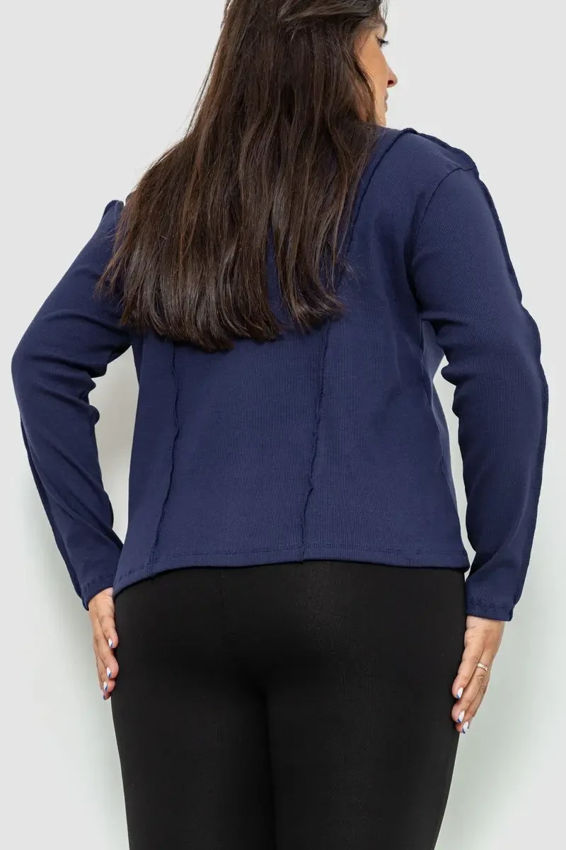 Жіночий лонгслів в рубчик, колір синій, 102R325-1 4