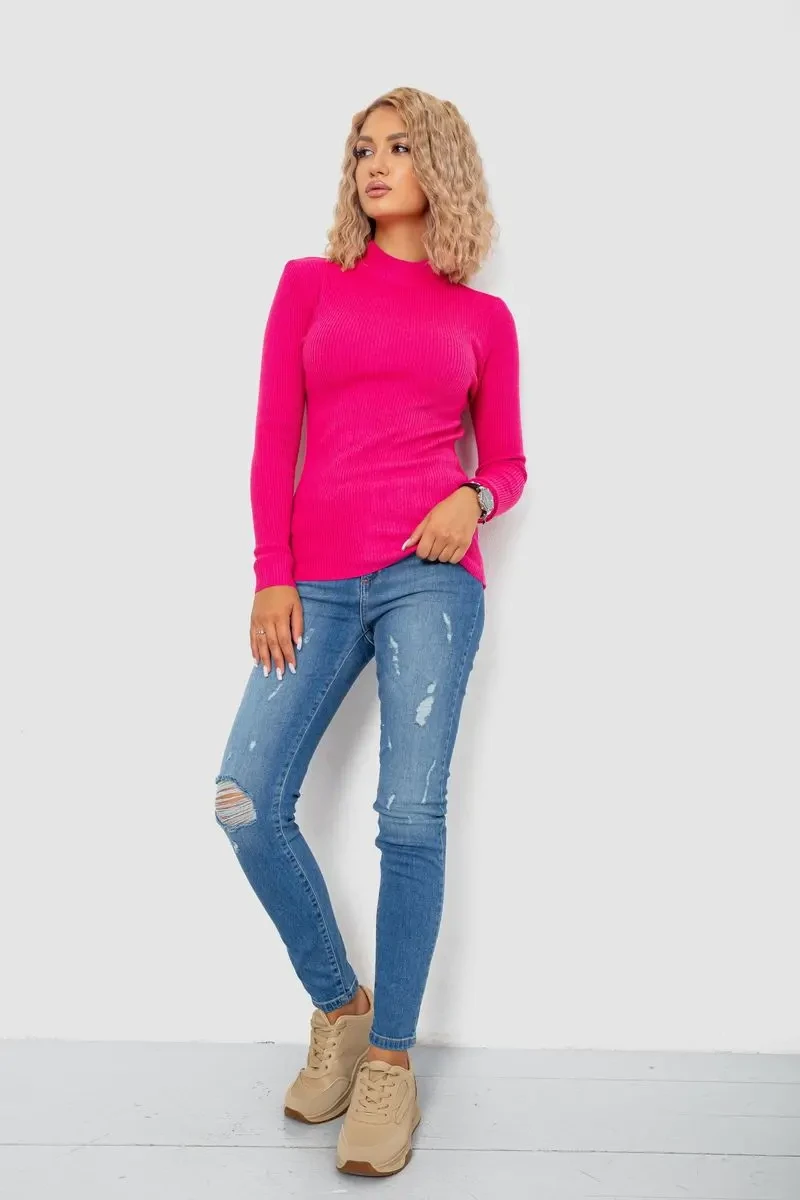 Кофта жіноча однотонна базова, колір рожевий, 244R2032 2