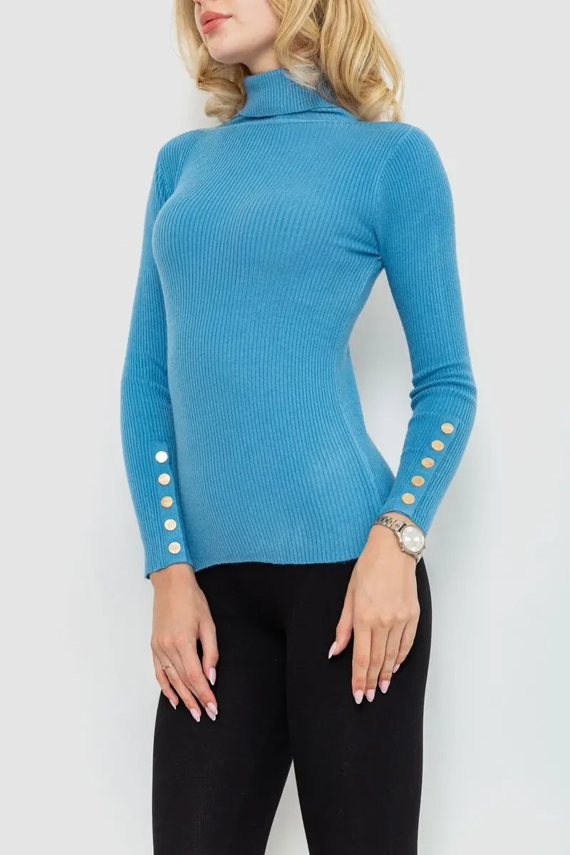 Гольф жіночий в рубчик, колір джинс, 204R036 3