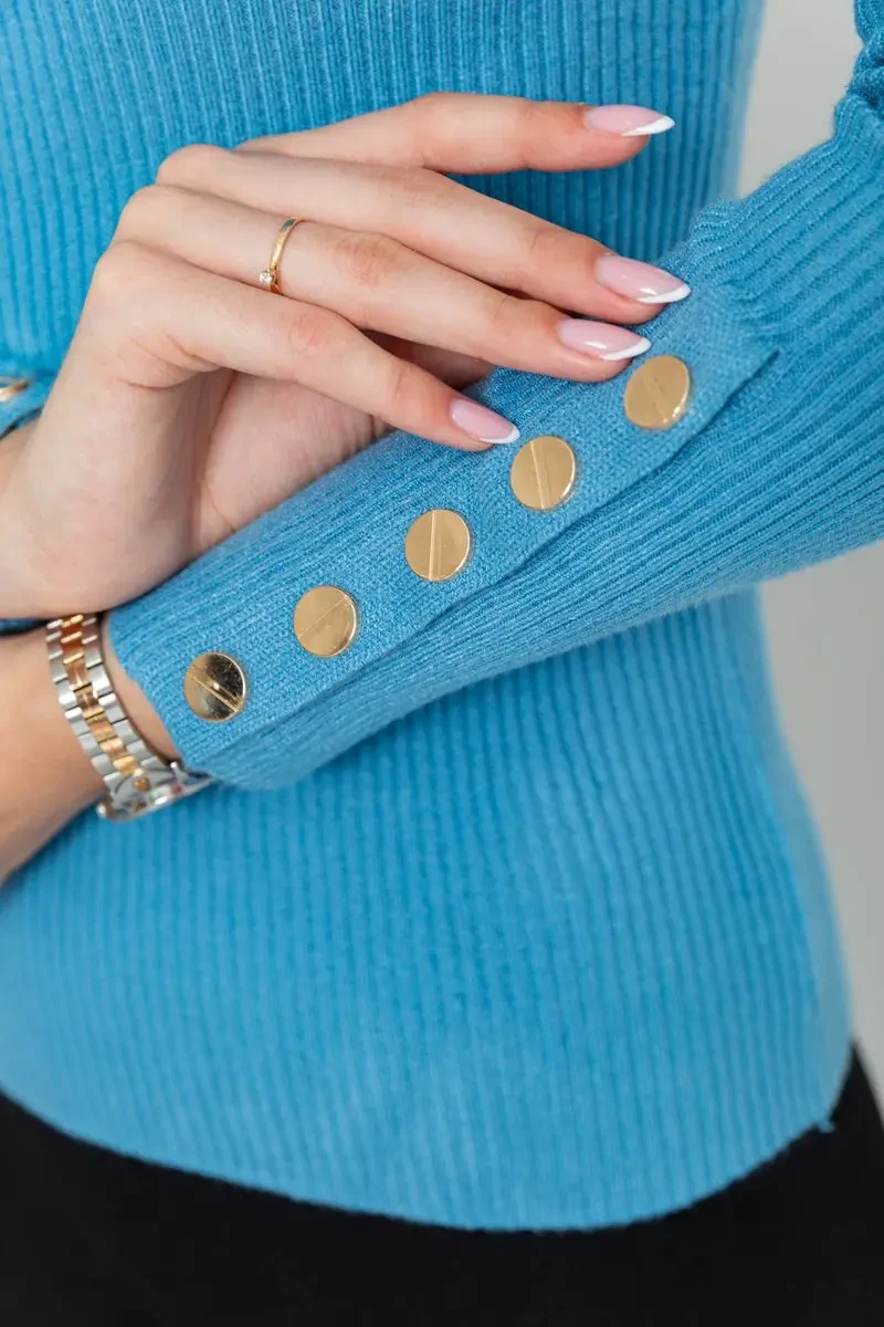 Гольф жіночий в рубчик, колір джинс, 204R036 5