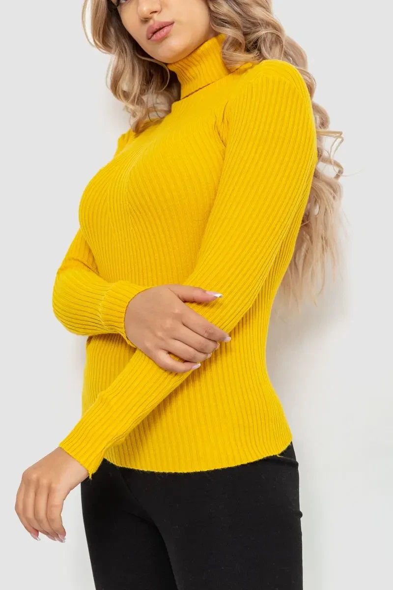 Гольф жіночий в рубчик, колір гірчичний, 204R047 3