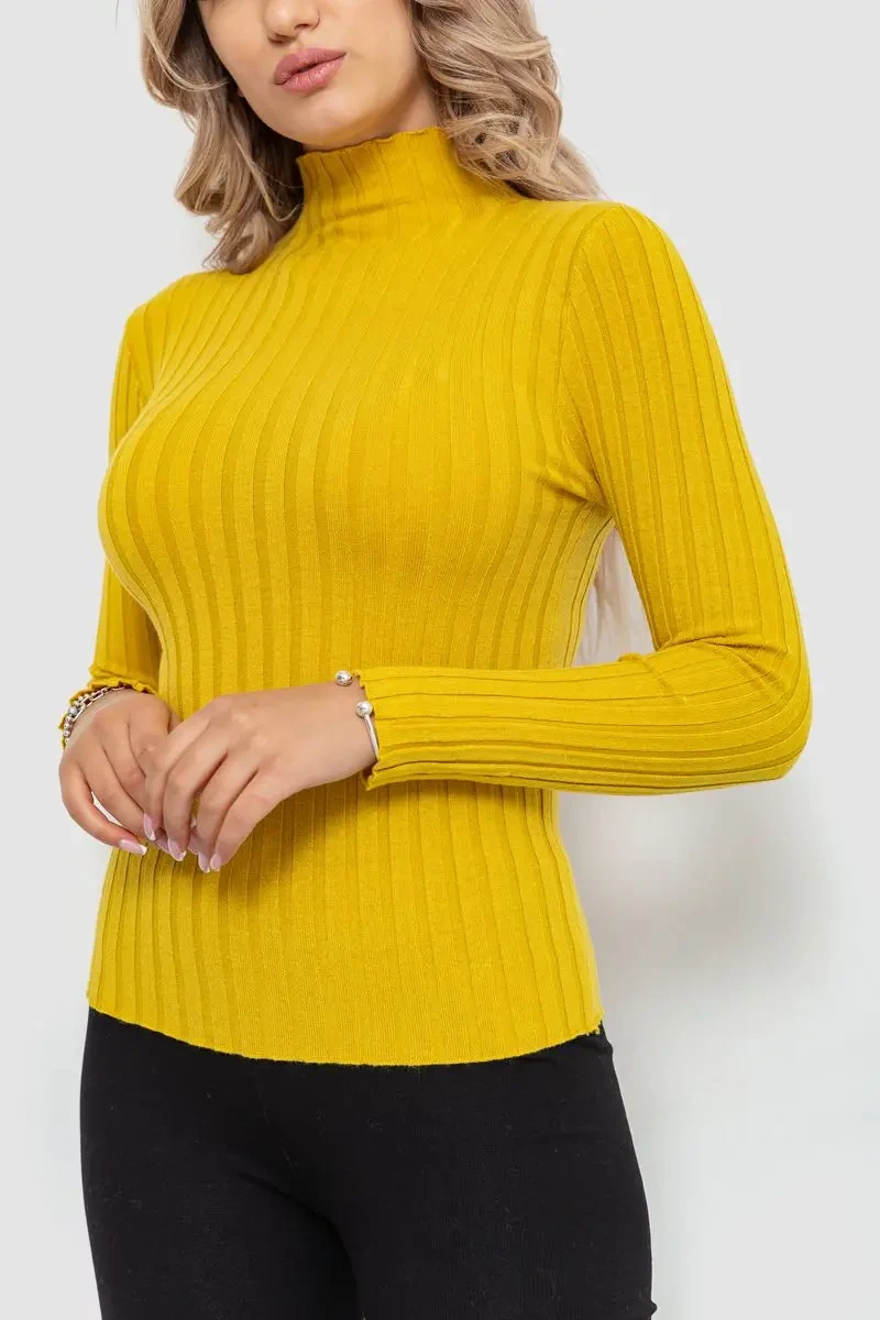 Гольф жіночий однотонний, колір гірчичний, 204R040 3