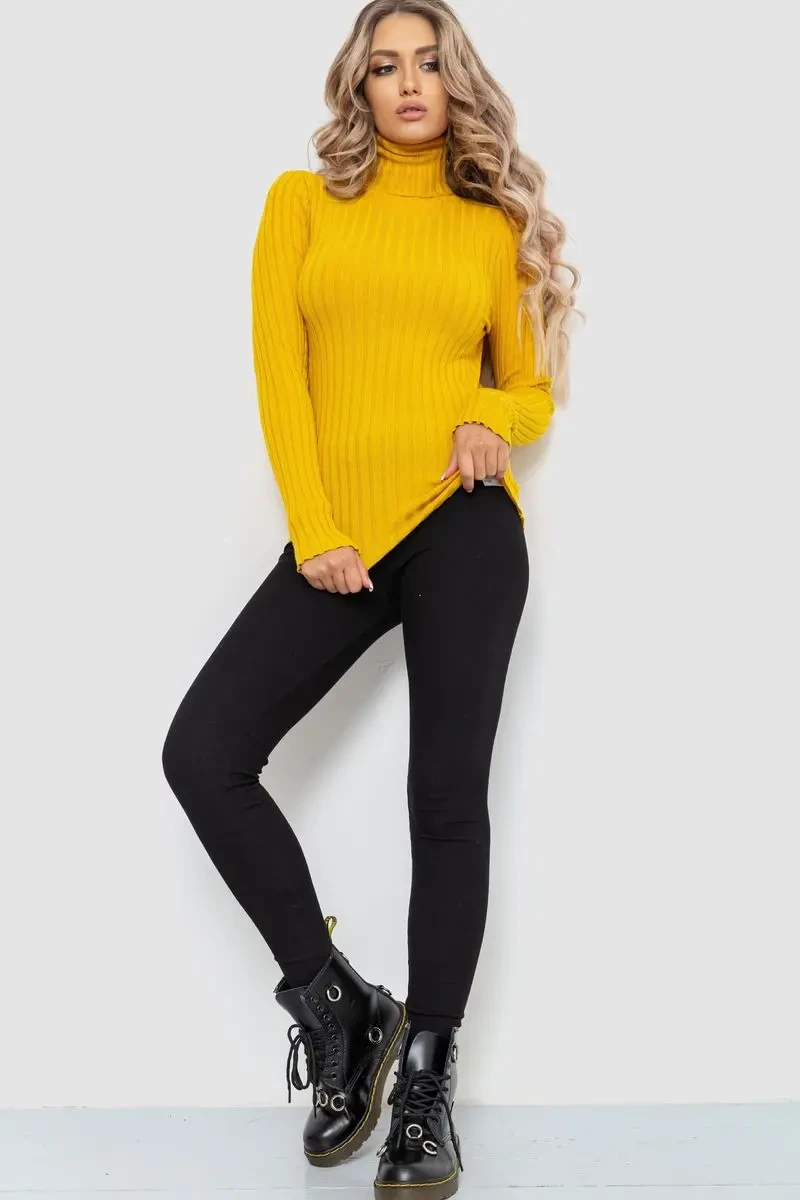 Гольф жіночий однотонний, колір гірчичний, 204R043 2