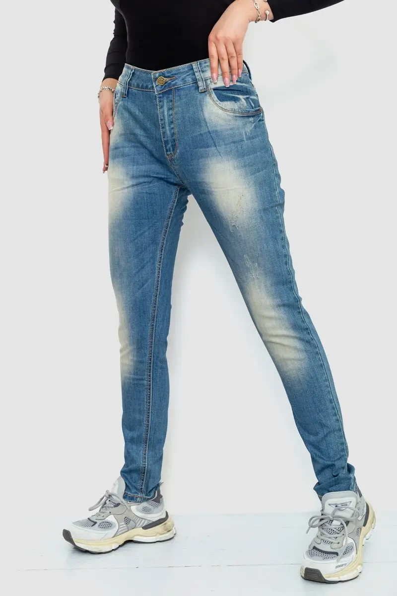 Джинси жіночі з потертостями, колір синій, 244RS05 3