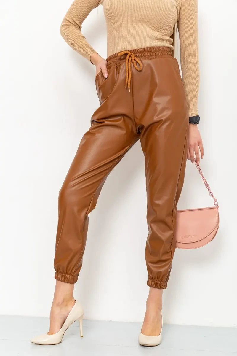 Лосини жіночі на флісі, колір коричневий, 164R150 2