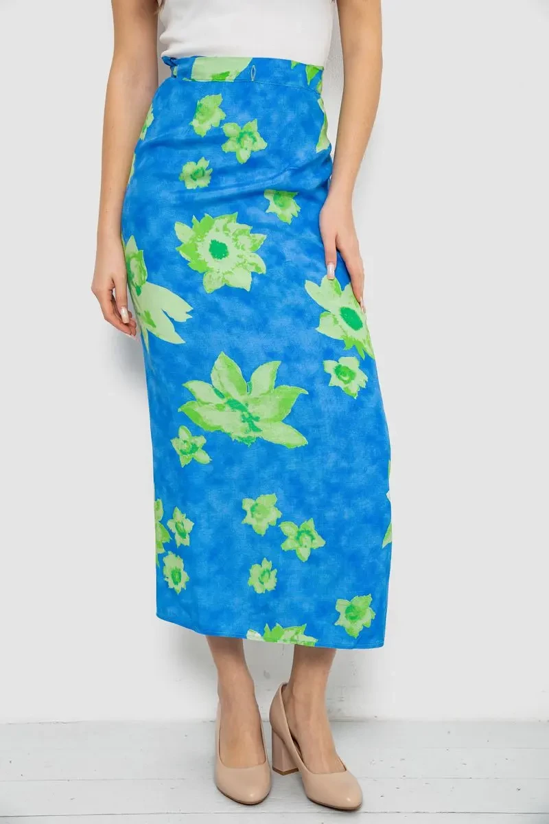 Спідниця вільного крою на запах, колір синьо-зелений, 167R345 2
