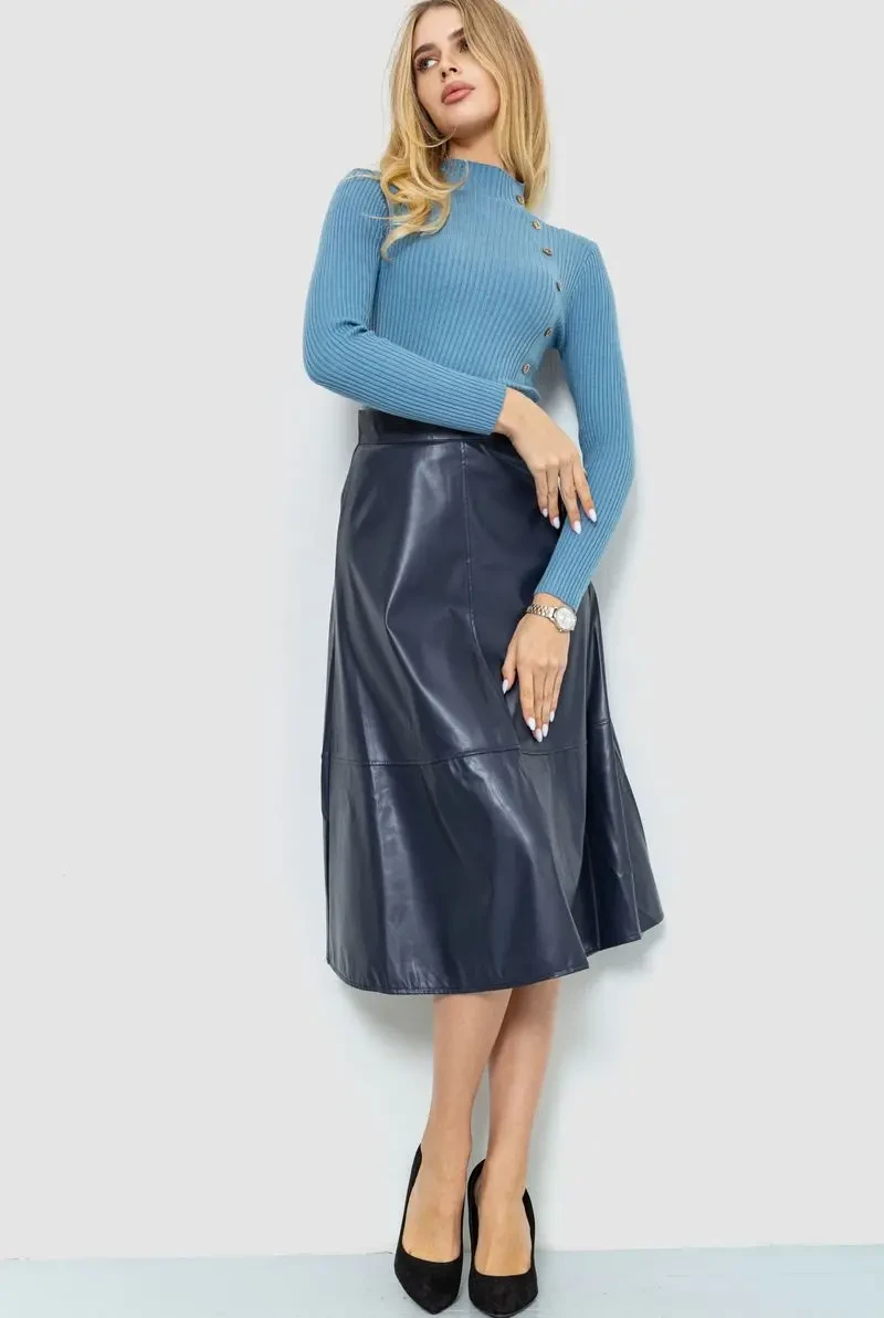 Водолазка жіноча в рубчик, колір джинс, 204R045 2