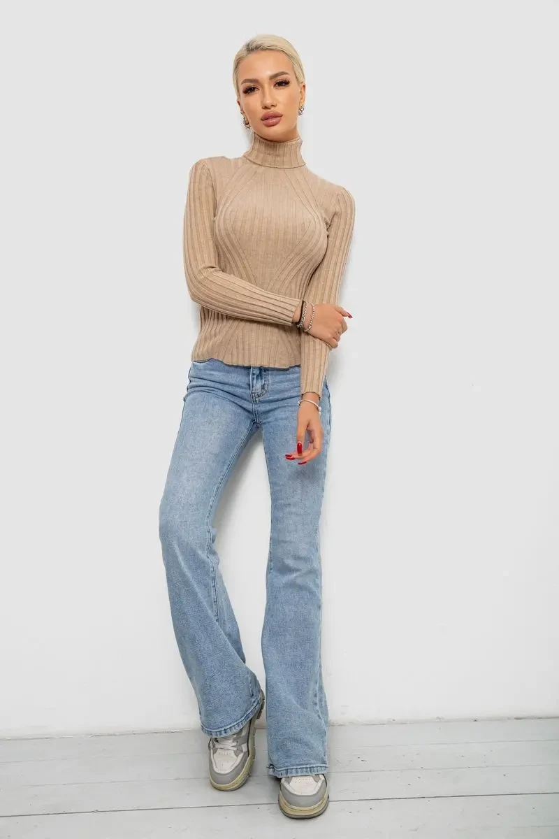 Гольф жіночий однотонний, колір бежевий, 204R181 7