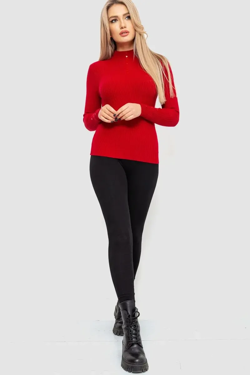 Водолазка жіноча в рубчик, колір бордовий, 204R044 2