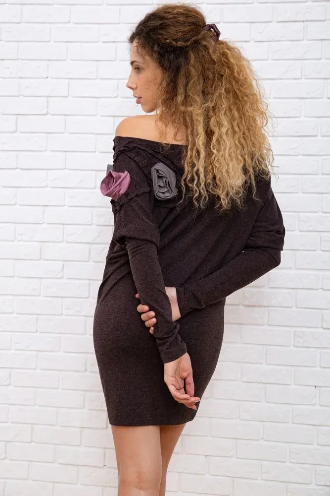 Вовняна приталена сукня, коричнево-розового кольору, 167R147-1 5