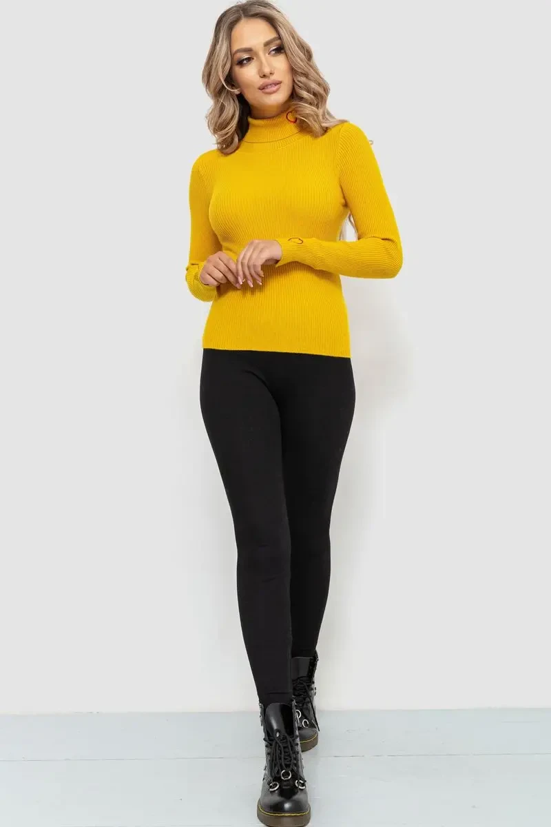 Гольф жіночий в рубчик, колір гірчичний, 204R051 2