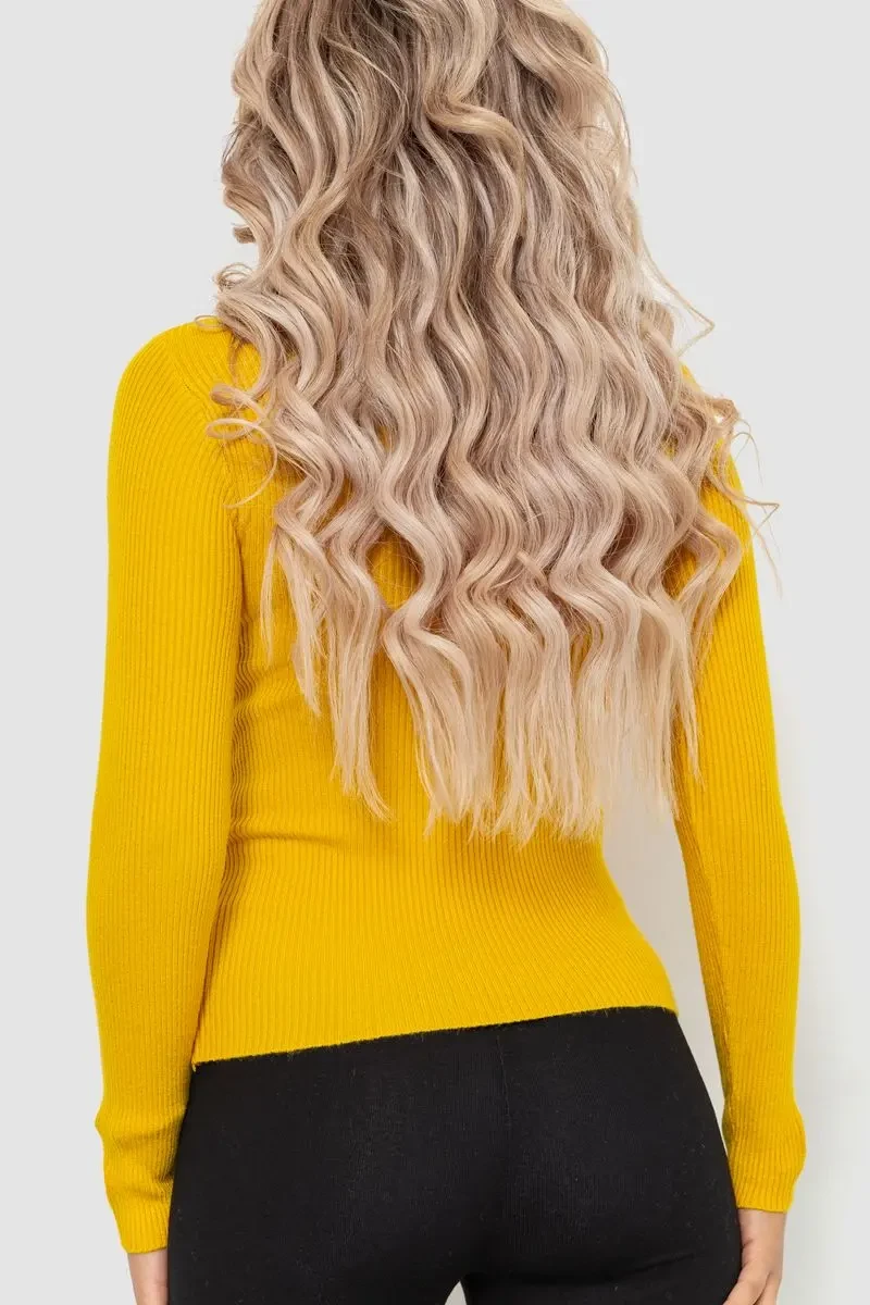 Гольф жіночий в рубчик, колір гірчичний, 204R051 4