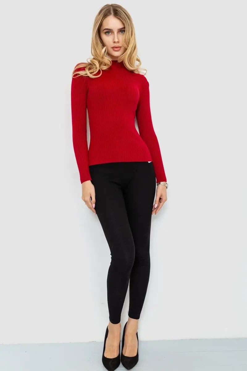 Водолазка жіноча однотонна, колір бордовий, 204R019 2