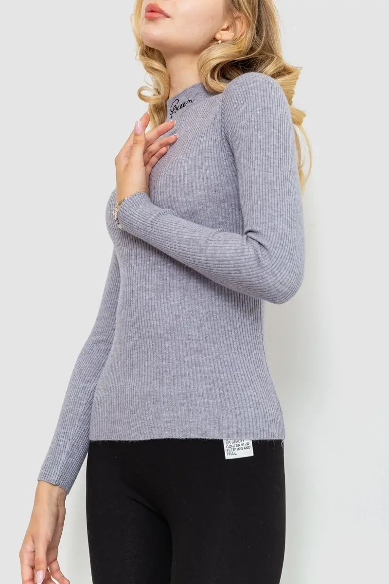 Водолазка трикотажна жіноча, колір сірий, 204R035 3