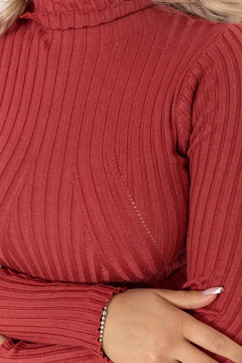 Гольф жіночий однотонний, колір темно-кораловий, 204R048 5