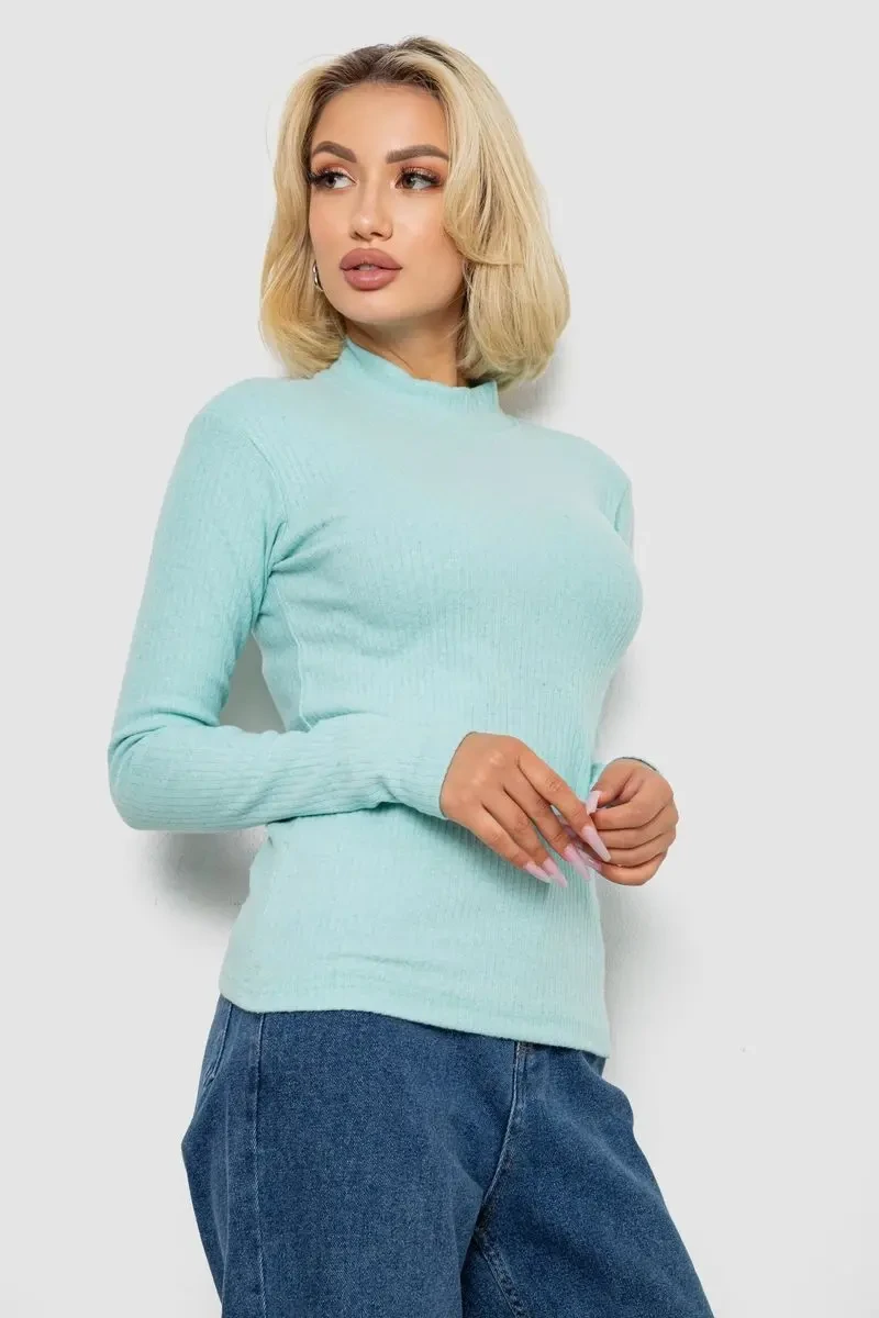 Гольф жіночий однотонний, колір м'ятний, 238R802 3