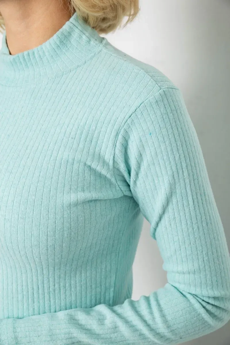 Гольф жіночий однотонний, колір м'ятний, 238R802 5