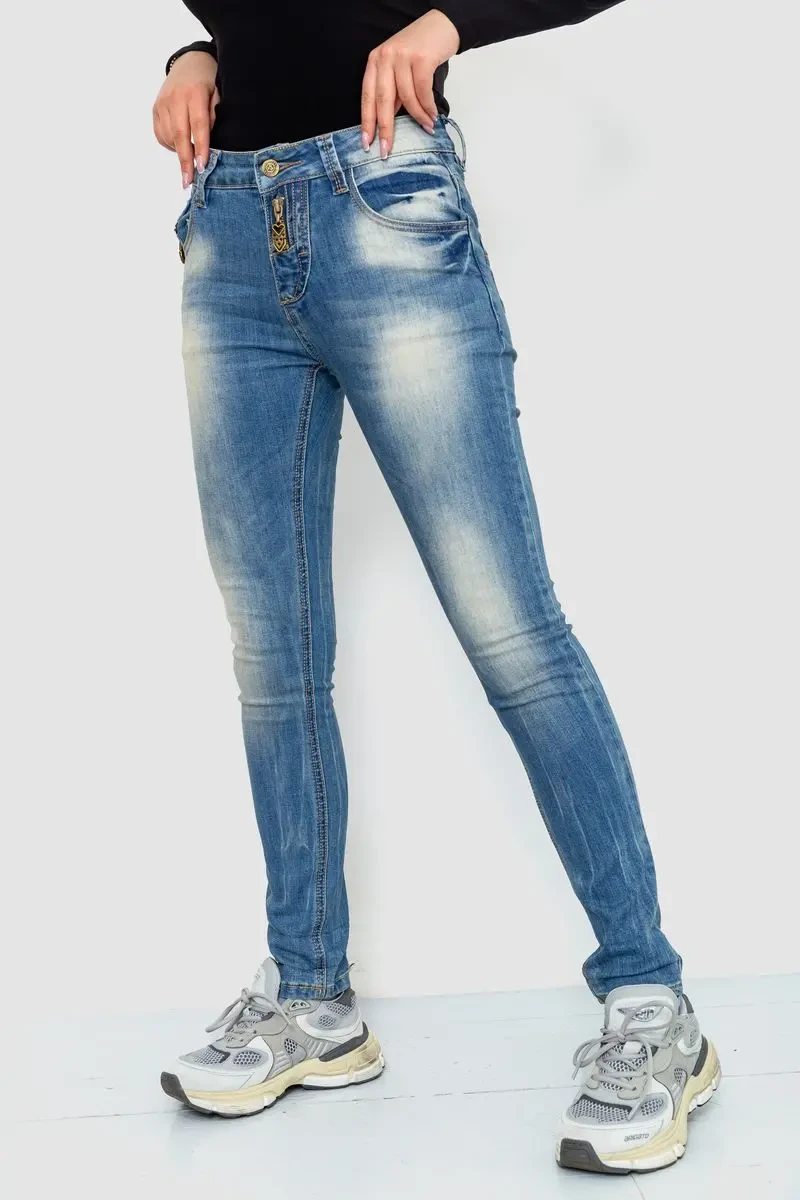 Джинси жіночі з потертостями, колір синій, 244RS03 3