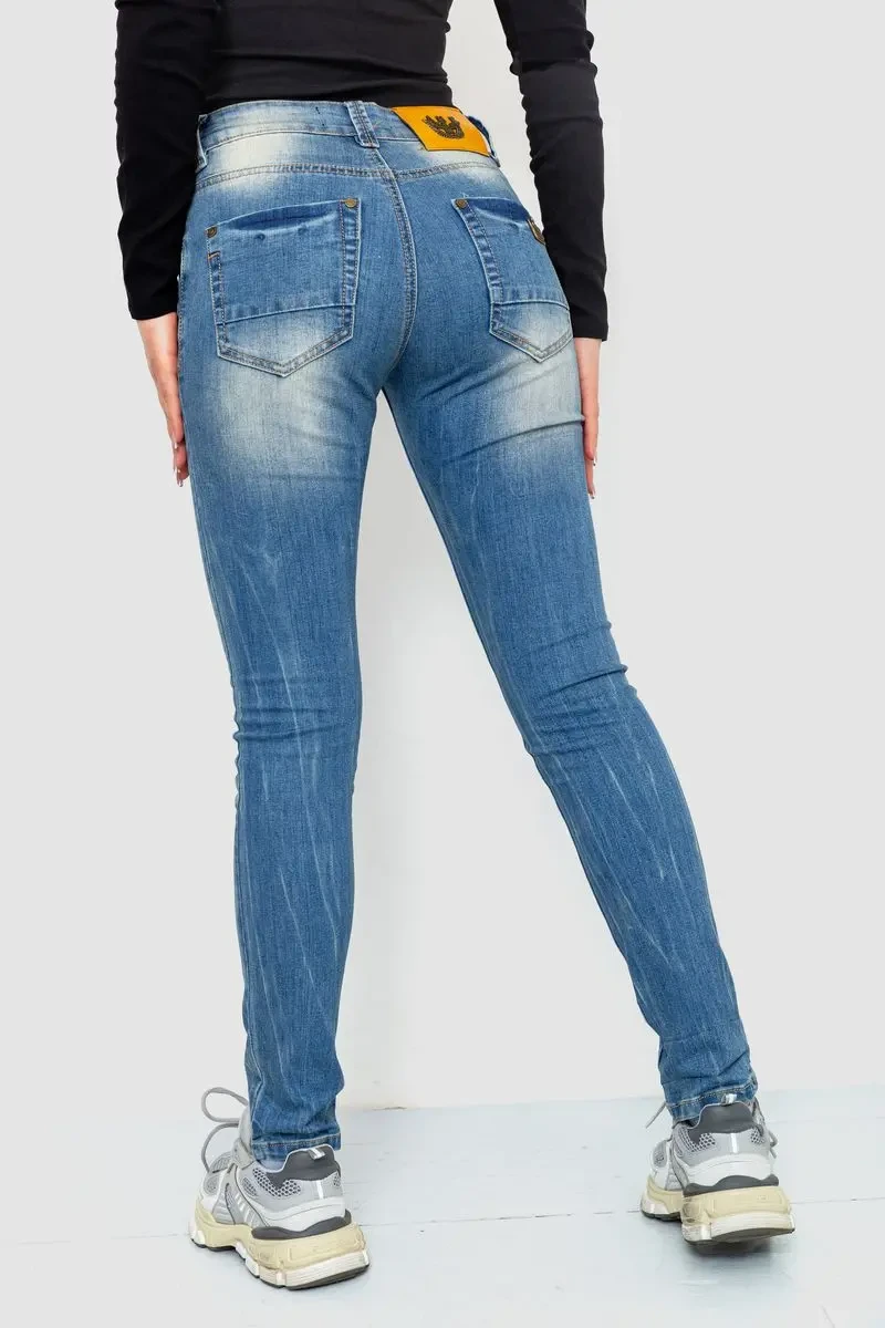 Джинси жіночі з потертостями, колір синій, 244RS03 4