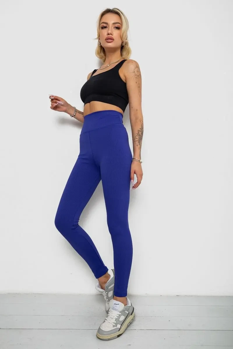 Лосини однотонні в рубчик, колір фіолетовий, 238R606 2