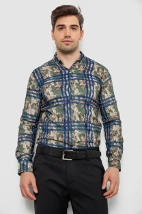 Сорочка чоловіча з принтом, колір зелений, 214R1038