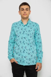 Сорочка чоловіча з принтом, колір бірюзовий, 214R1043