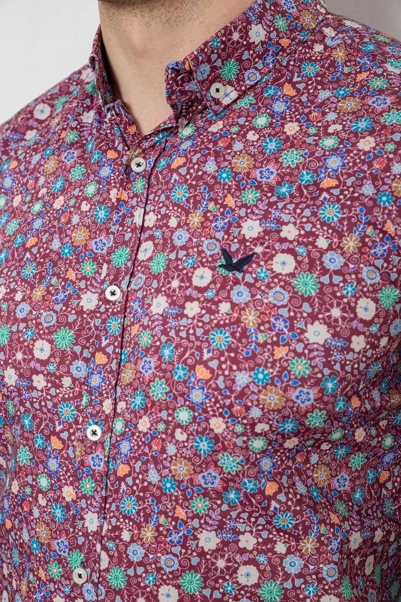 Сорочка чоловіча з принтом, колір бордовий, 214R2699 5