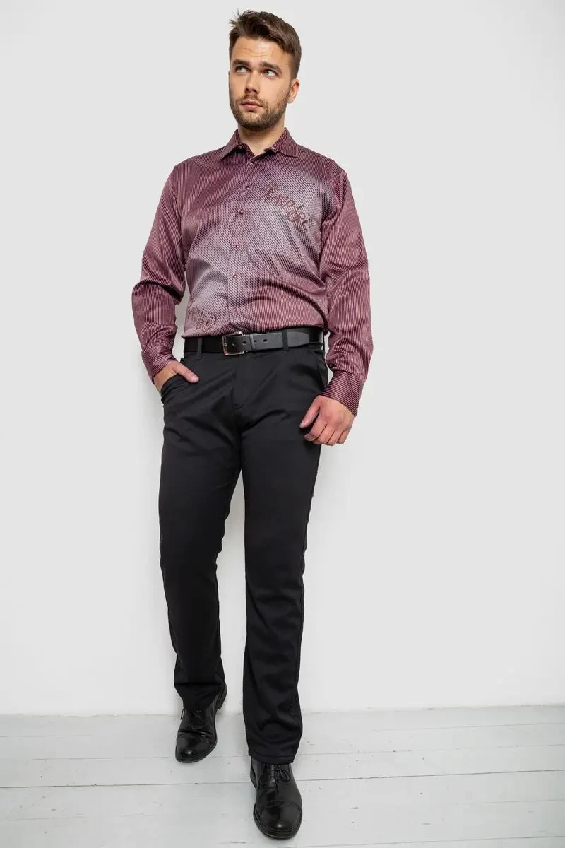 Сорочка чоловіча з принтом, колір бордовий, 214R5829 2
