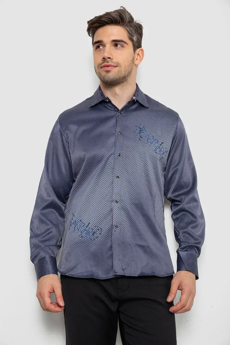 Сорочка чоловіча з принтом, колір синій, 214R5829