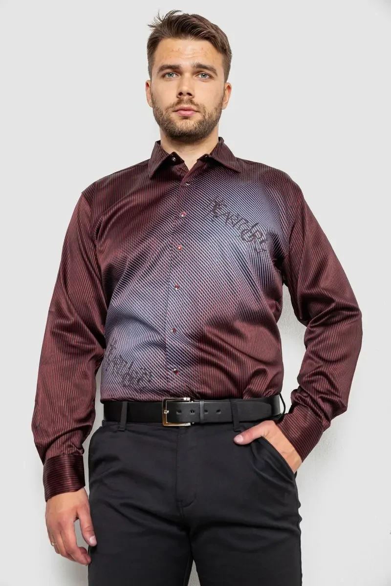 Сорочка чоловіча з принтом, колір чорно-червоний, 214R5829