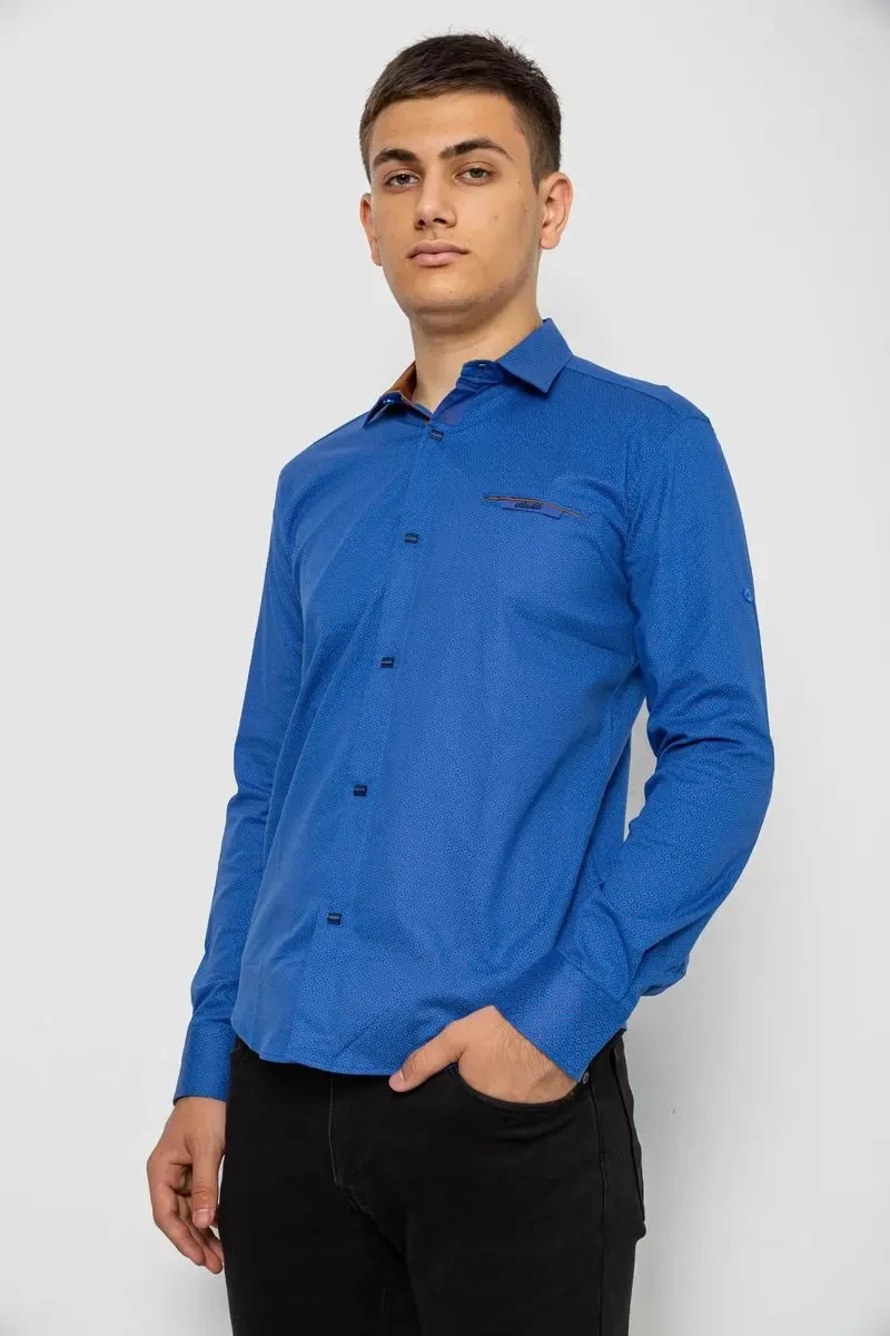 Сорочка чоловіча з принтом, колір електрик, 214R7040 3