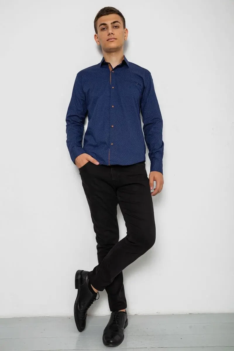 Сорочка чоловіча з принтом, колір синій, 214R7045 2