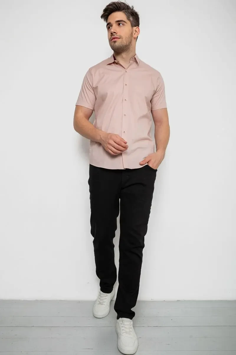 Сорочка чоловіча однотонна, колір пудровий, 214R7327-2 2
