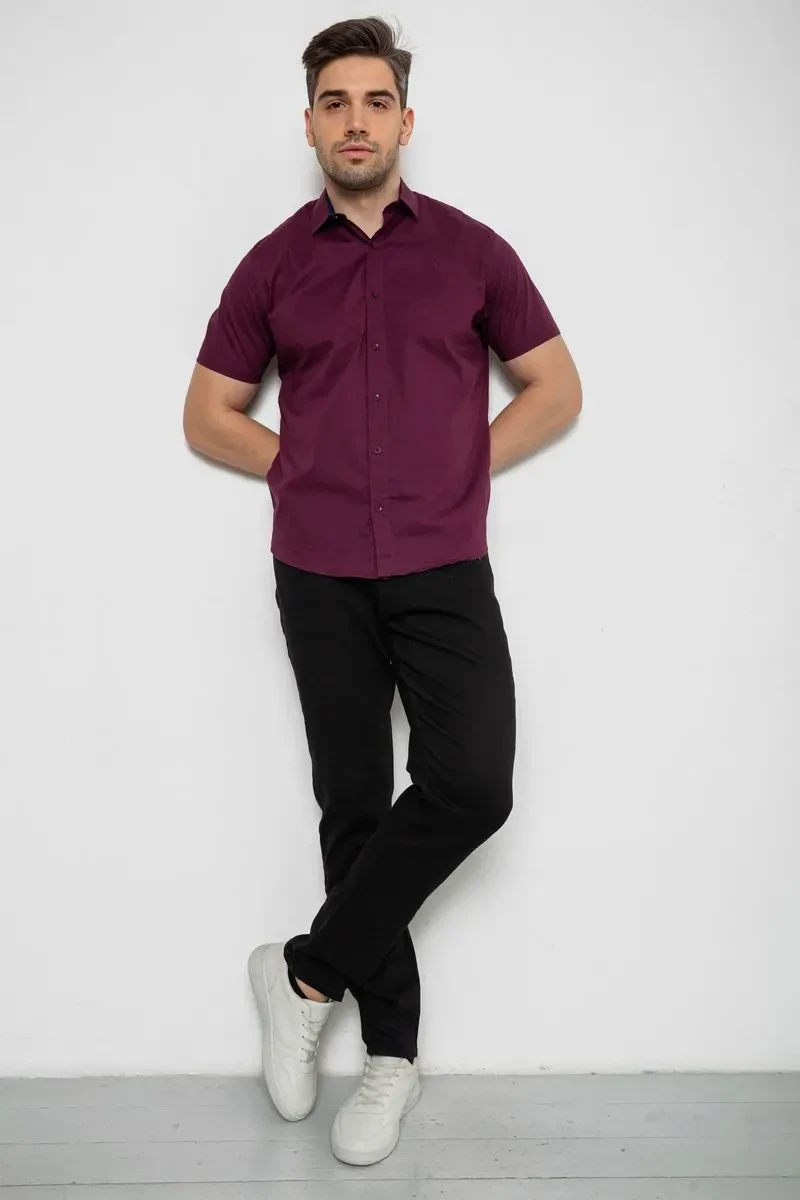 Сорочка чоловіча однотонна, колір сливовий, 214R7327-2 2