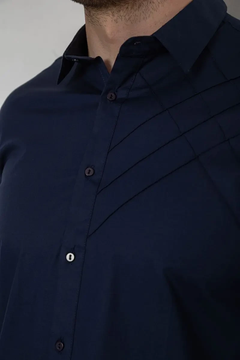 Сорочка чоловіча однотонна, колір синій, 214R7466-1 5