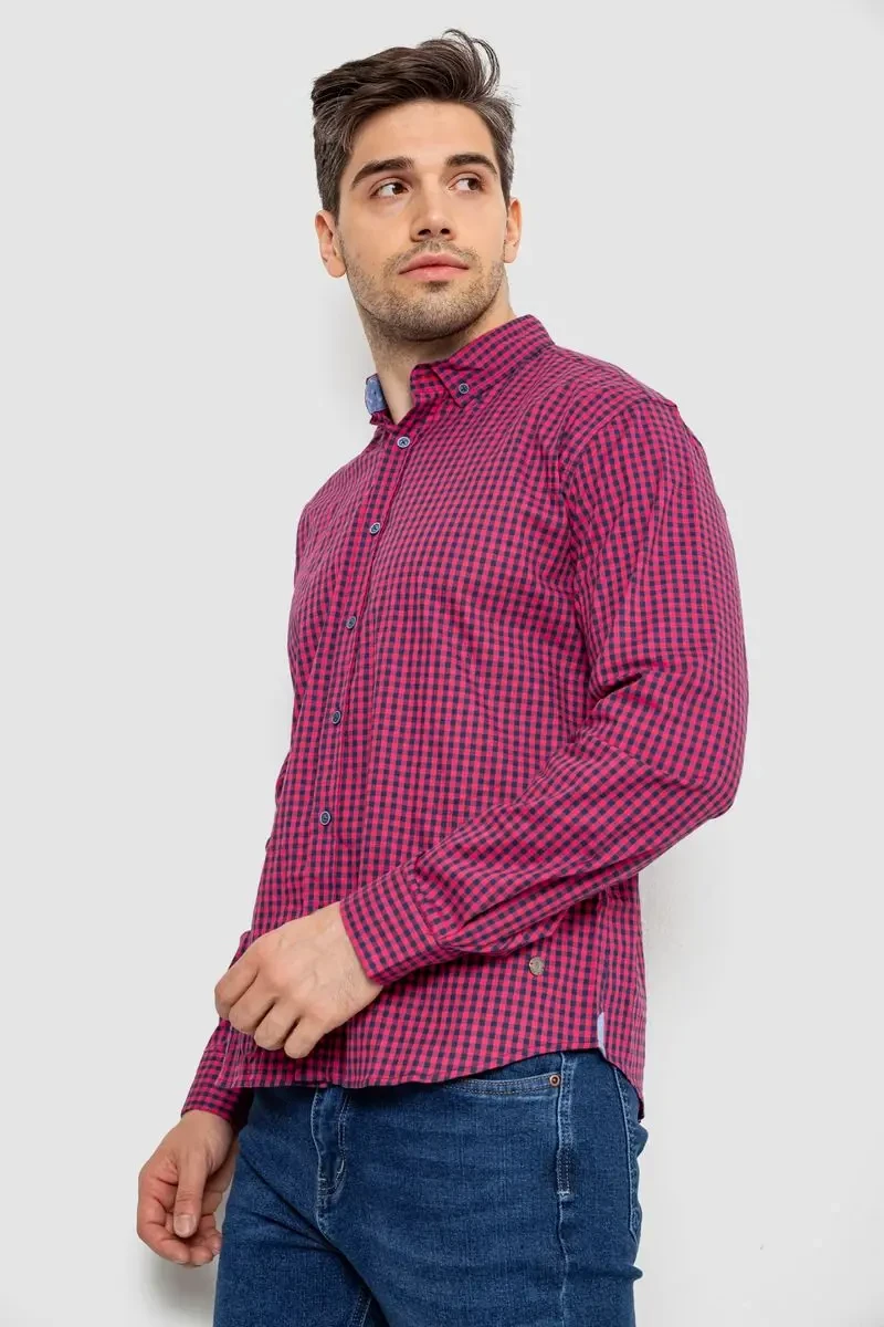Сорочка чоловіча в клітку, колір рожевий, 214R845 3