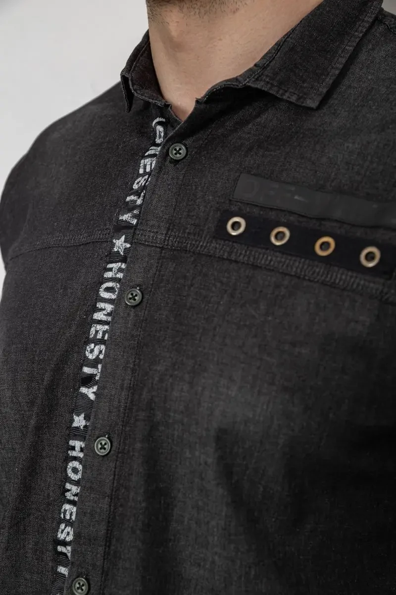 Сорочка чоловіча з довгим рукавом, колір темно-сірий, 214R845-1 5