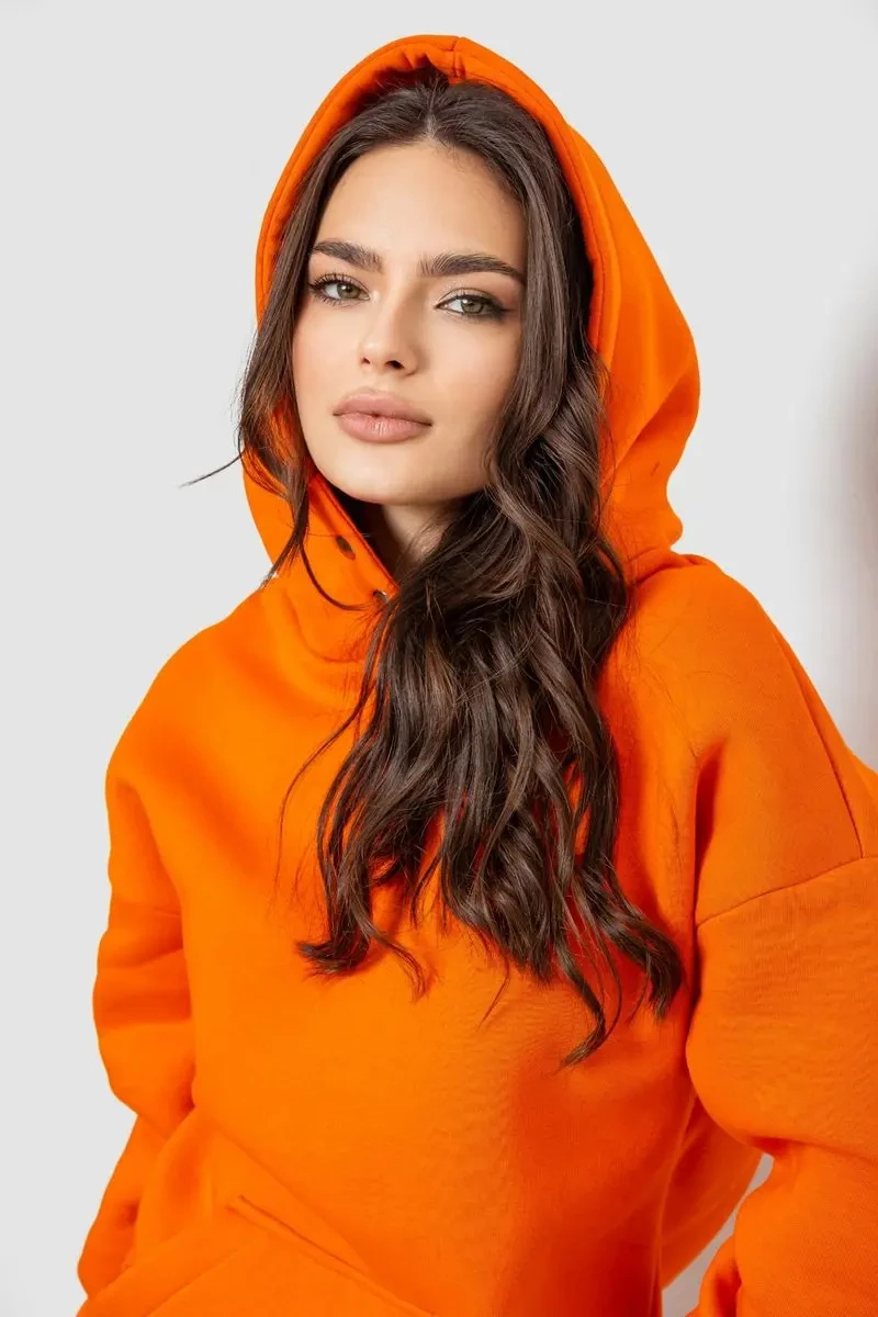 Спортивний костюм жіночий на флісі, колір помаранчевий, 102R7711 5