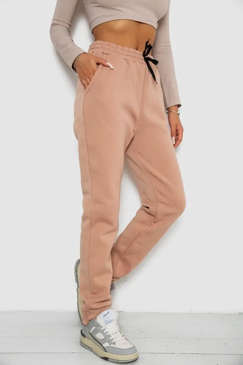 Спортивні штани жіночі на флісі, колір бежевий, 238R57020 3