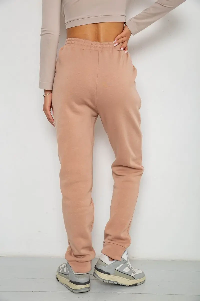 Спортивні штани жіночі на флісі, колір бежевий, 238R57020 4