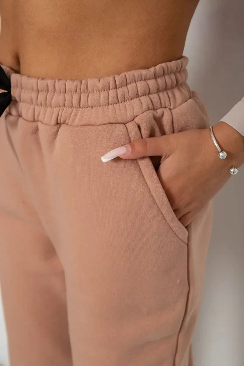 Спортивні штани жіночі на флісі, колір бежевий, 238R57020 5
